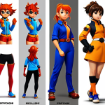 Character Design Portfolio Showcase**

Prompt:  A character design portfolio, vibrant and eye-catching, featuring diverse characters in dynamic poses. Showcasing a variety of styles (cartoonish, semi-realistic, anime), and techniques (illustration, 3D). Digital painting, clean presentation, professional layout, attracting recruiters.

**