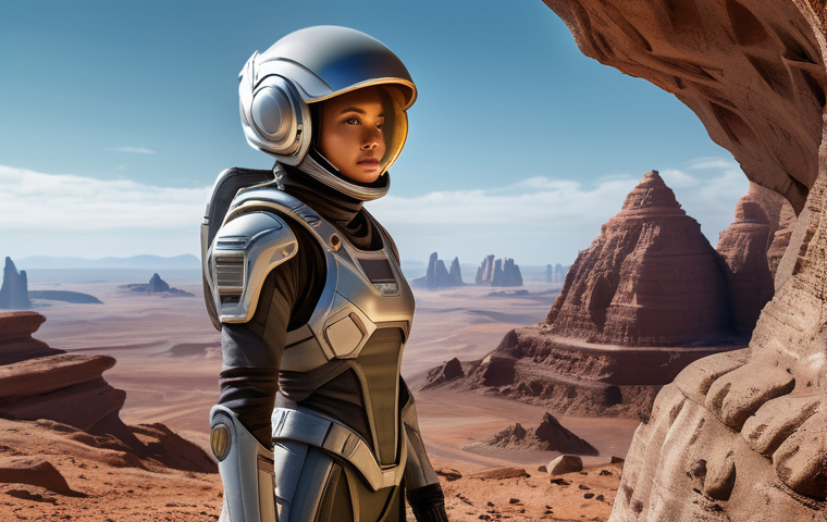 캐릭터 디자인의 문제 해결 사례 - **Prompt 1: The Wind-Worn Alien Explorer**
A full-body, high-detail illustration of an alien exp...