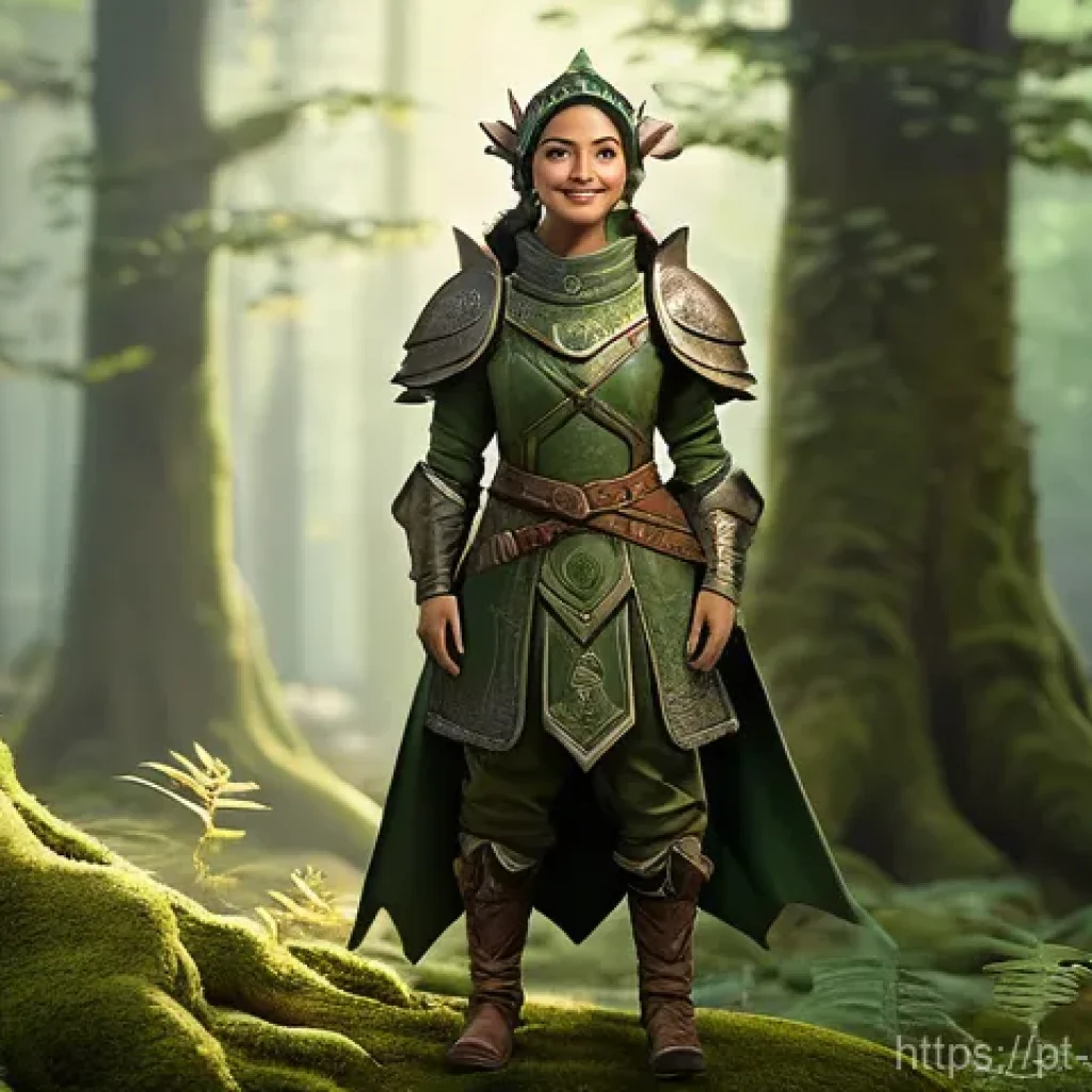 캐릭터 디자인 관련 아트북 추천 - **A Whimsical Forest Guardian:** A cheerful, round-faced forest guardian, whose sturdy, slightly exa...