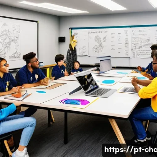 Home 7 캐릭터 디자인 워크샵 팀 구성 노하우 - **Prompt:** A vibrant, high-energy character design workshop in a modern, spacious studio. A diverse...