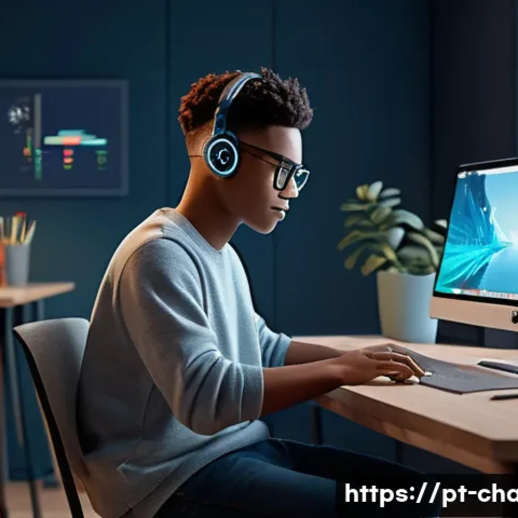 캐릭터 디자인의 기술적 혁신과 발전 - A futuristic digital artist workspace featuring a young creative professional using advanced AI-powe...
