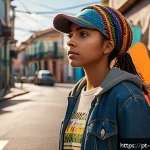 캐릭터 디자인의 글로벌 학문적 연구 사례 - A confident young female character inspired by the Hero archetype, depicted with sharp, determined e...
